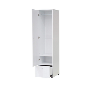 Single apartment small bedroom portable furniture, can hang and place clothes cabinet, narrow high white wooden wardrobe