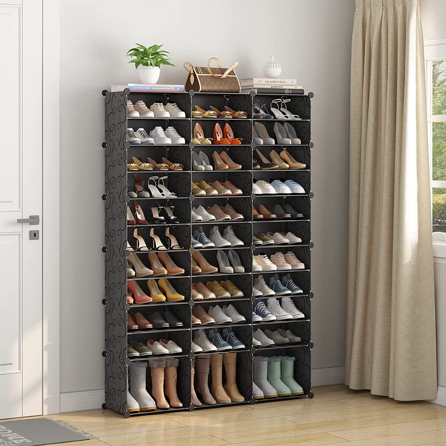 Shoe Rack 72 Pairs Shoe Organizers Narrow Standing Stackable Shoe Storage Cabinet Space Saver for Entryway