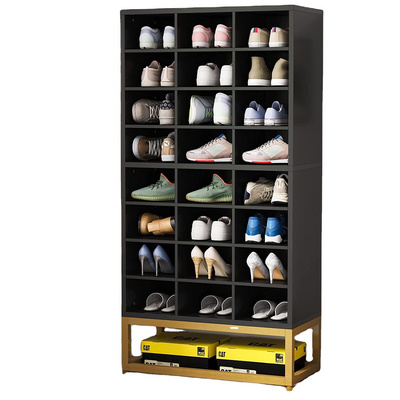 Freestanding Shoe Closet Rack with 24 Cubbies, Tall Entryway Shoe Organizer Rack with 8-Tier Adjustable Partition for Entryway