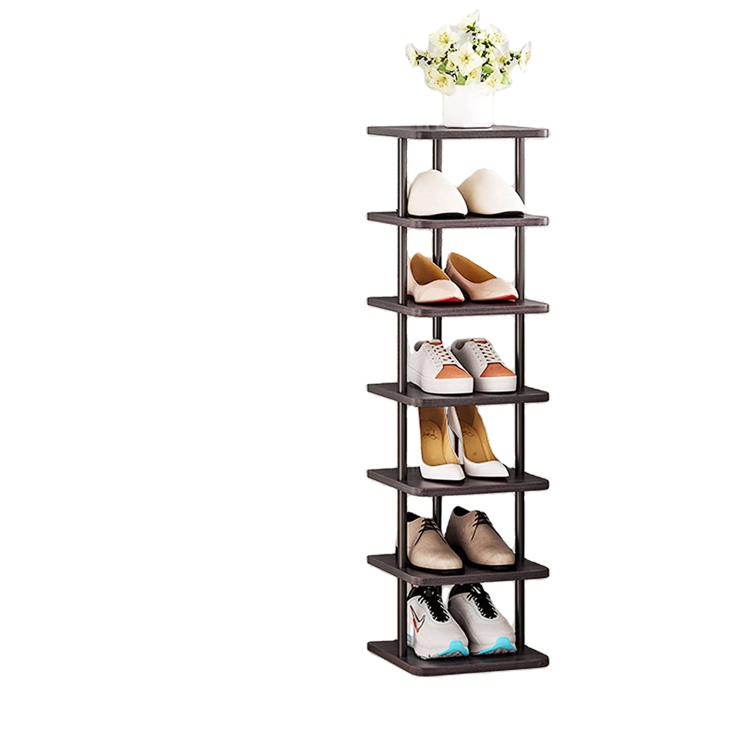 Shoe Rack Organizer 7 Tier Vertical Storage Stand Narrow Shelf for Small Spaces Entryway Corner Closet Door Bedroom