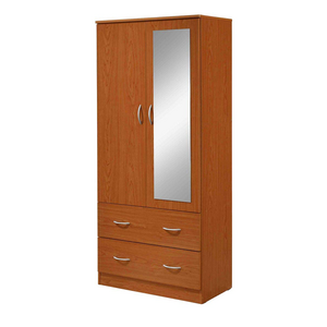 Simple fashion style clothes storage shelf double doors double drawers with mirror easy to install stereo wardrobe