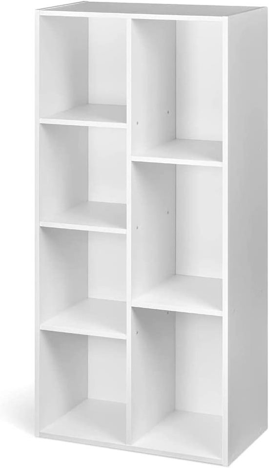 Modern cube bookcase 7-Cube Organizer front shelving compartments bookcase