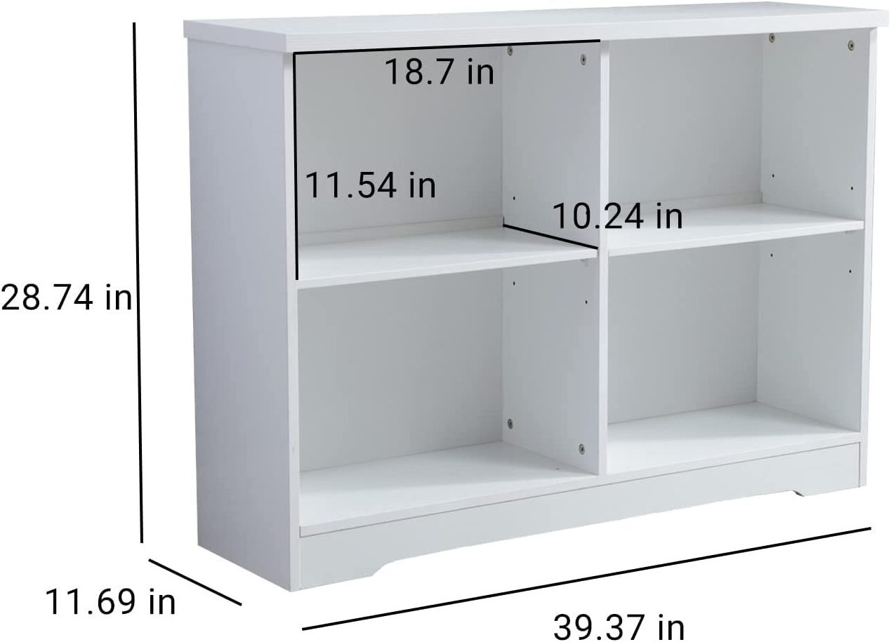 Storage Cube Wood 2 Tier 4 Cube Open Shelf Storage Cabinet, Multipurpose Bookshelf, Display Shelf bookcase