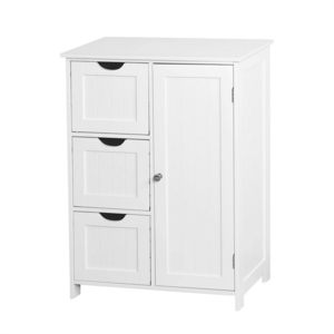 Bathroom Storage Cabinet, side table with 3 Large Drawers and 1 Adjustable Shelf, Living Room White kitchen cabinet