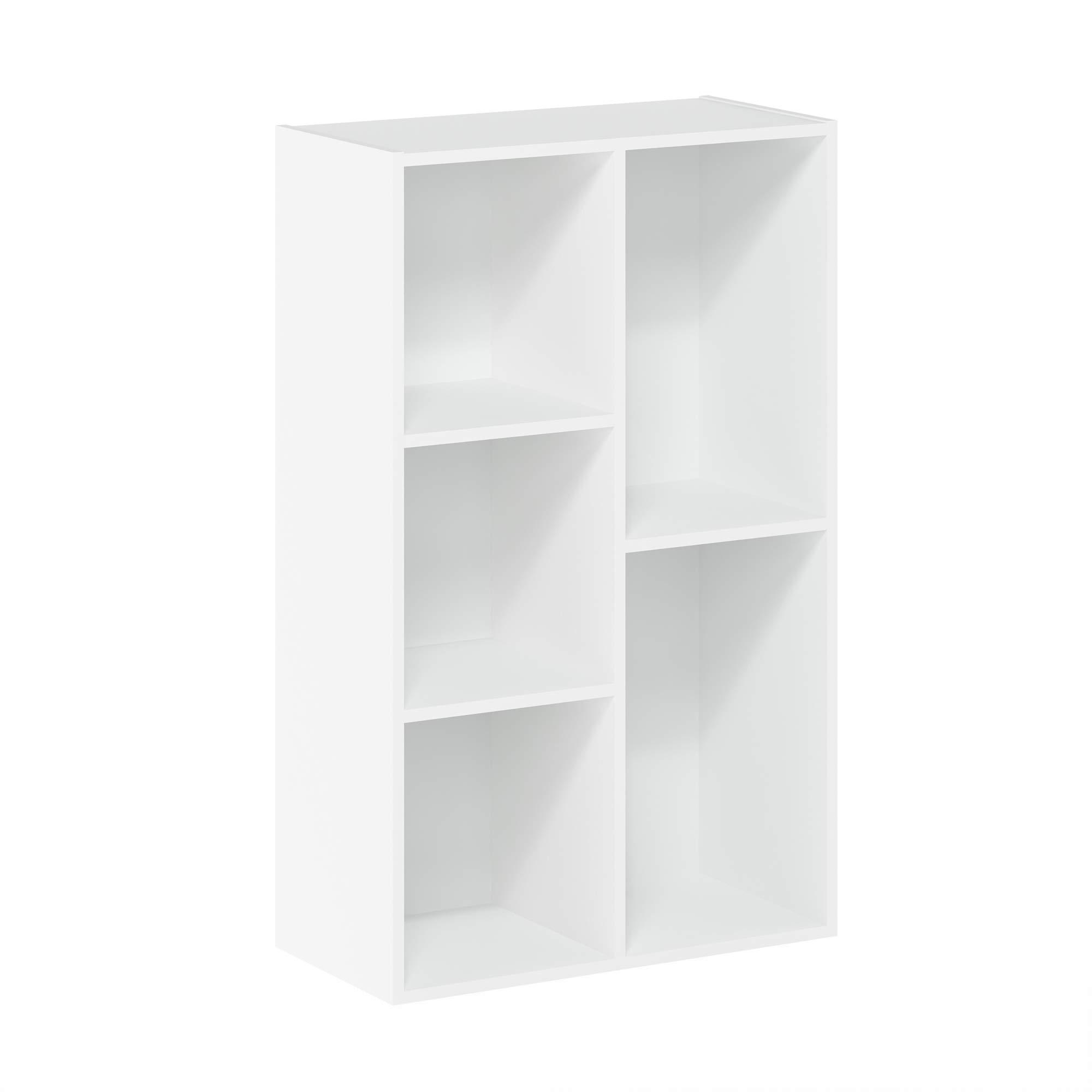 Wood Bookshelf Storage Shelf 5-Cube Open Shelf,White