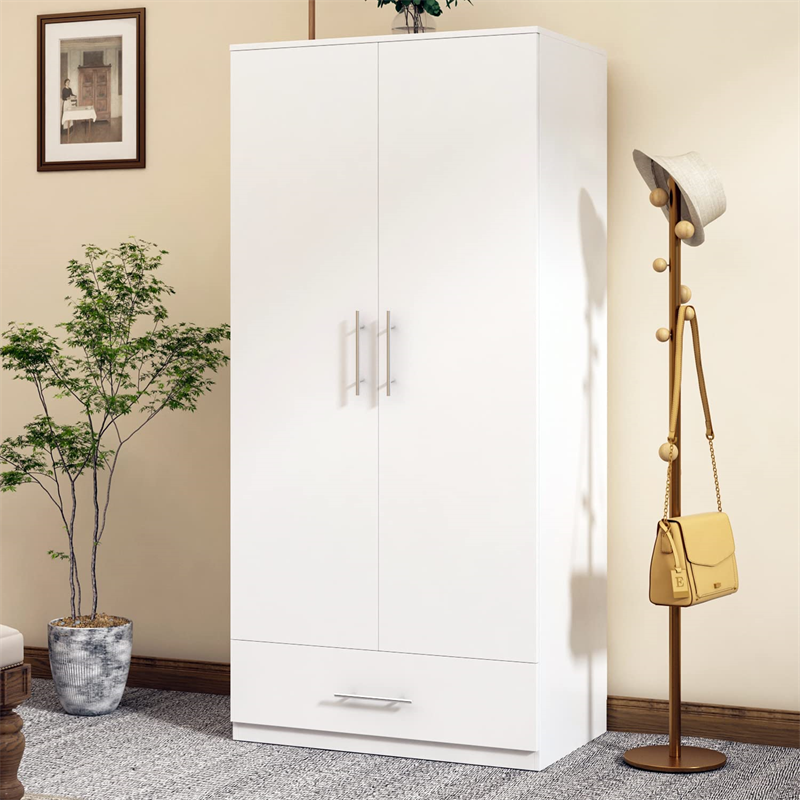 European-style 6-way adjustable hinges; MDF doors with profiled (rounded) edges add a level of sophistication closet