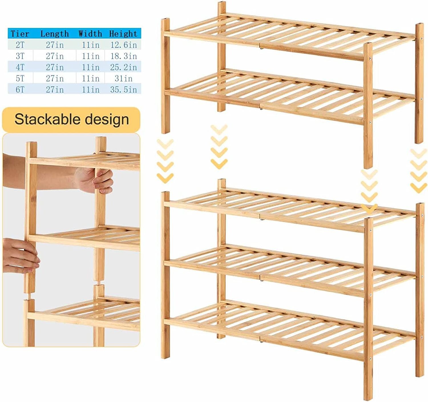 Stackable Heavy Duty  Multi-Function, Free Standing Shoe Racks for Bedroom Hallway Closet