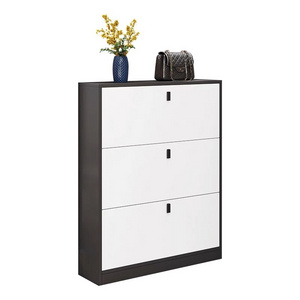 luxury White wooden MFC cheap shoe  cabinet with 3 doors