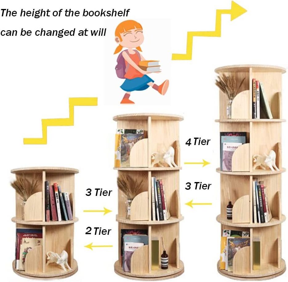 Small Spaces Freestanding Cube Display Storage OrganizerFloor Standing Bookcase Storage  Wood Narrow Book Shelf