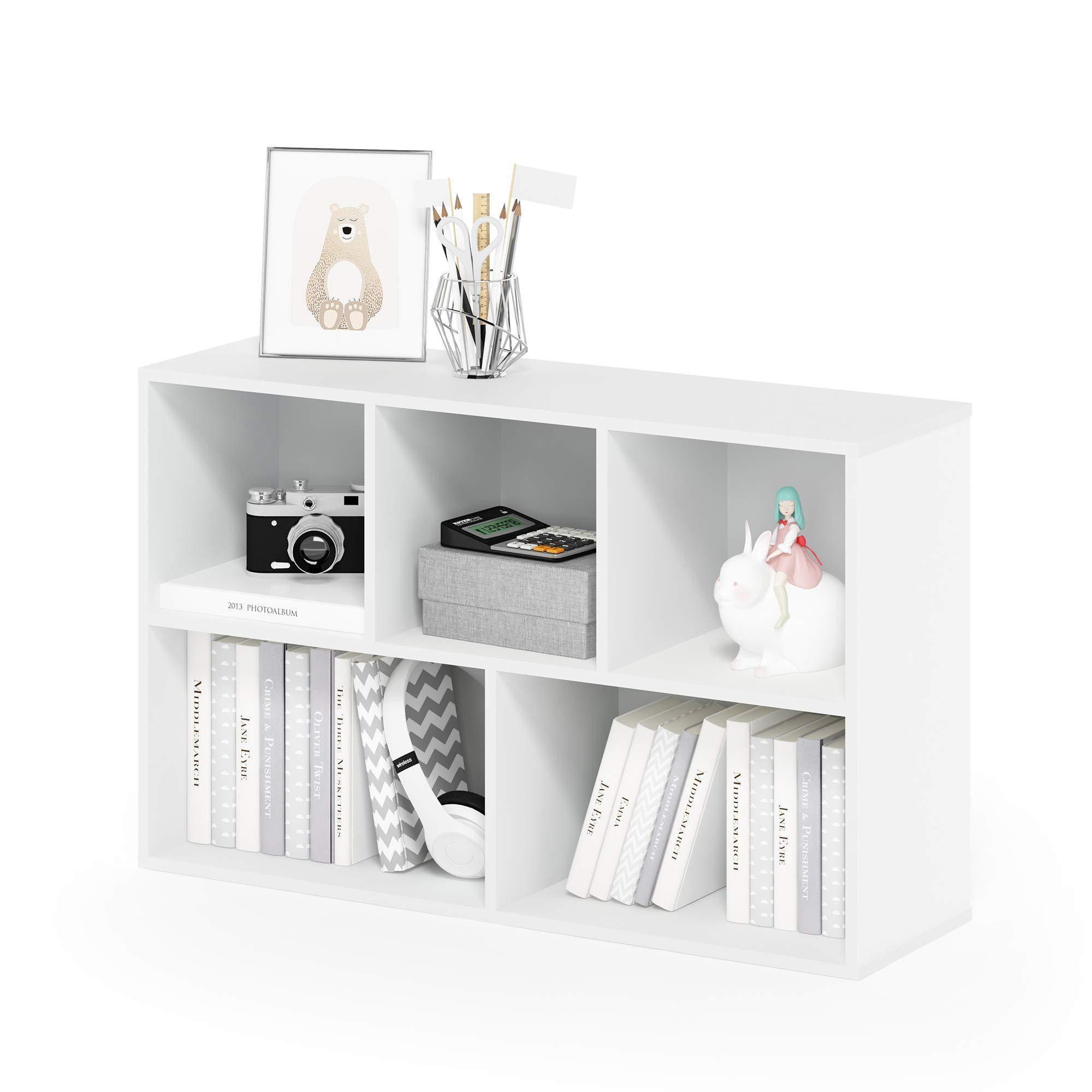 Wood Bookshelf Storage Shelf 5-Cube Open Shelf,White