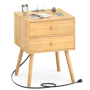 Solid wood color can be customized wooden nightstand double drawer large capacity privacy nightstand