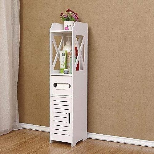 Tower Narrow Slim Mdf Floor Storage Tall Bathroom Cabinet with shelf