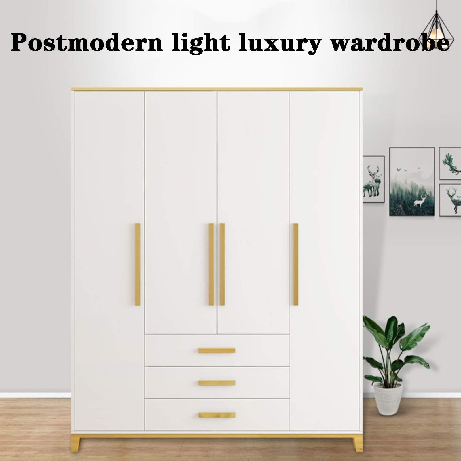 White Light Luxury Wardrobe Home Bedroom Female Small Apartment Simple Modern Wooden Cabinet Assembly Economical Wardrobe