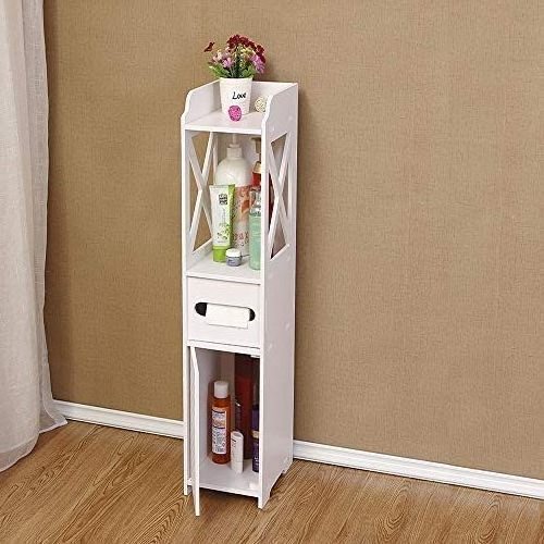 Tower Narrow Slim Mdf Floor Storage Tall Bathroom Cabinet with shelf