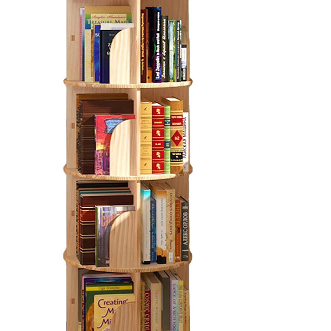 Small Spaces Freestanding Cube Display Storage OrganizerFloor Standing Bookcase Storage  Wood Narrow Book Shelf