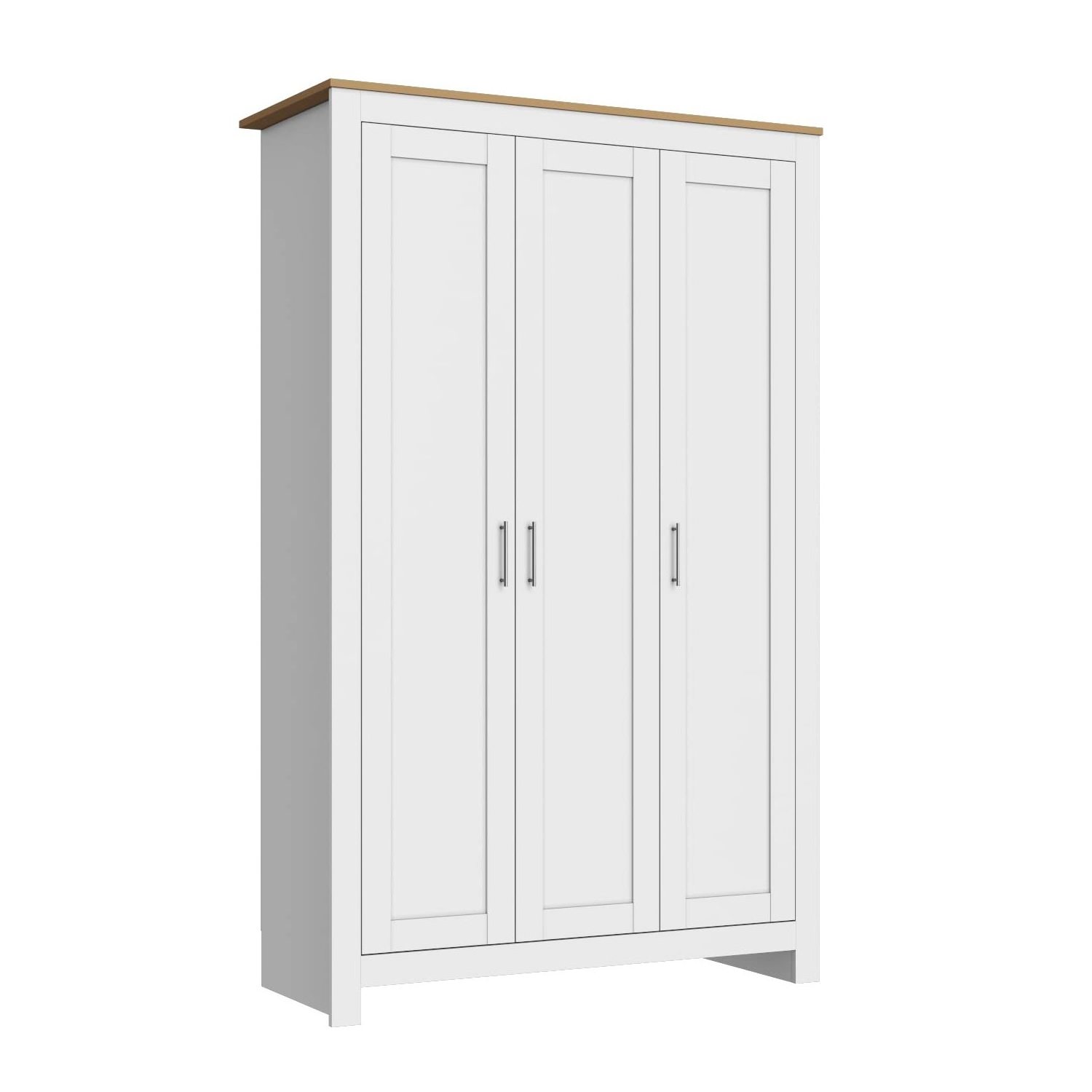 Vida Designs Arlington Wardrobe 3 Door 2 Drawer Bedroom Furniture Clothes Rail Storage (White)