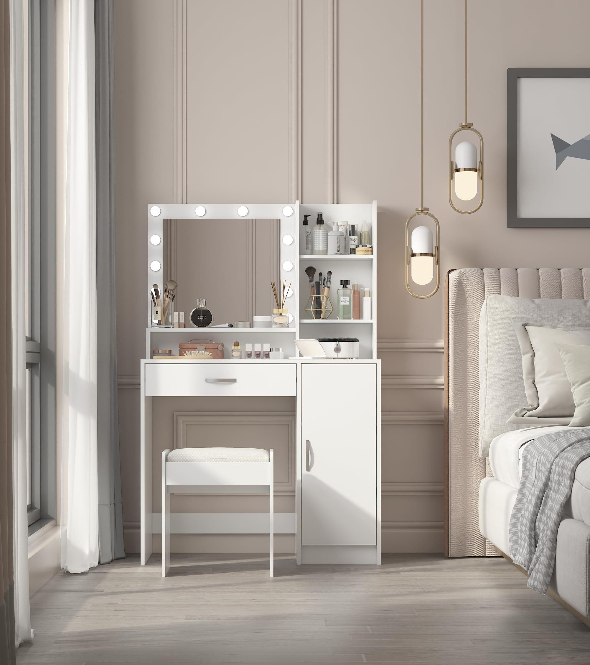 Dresser with mirror and locker, modern minimalist design style bedroom furniture, bedroom dresser