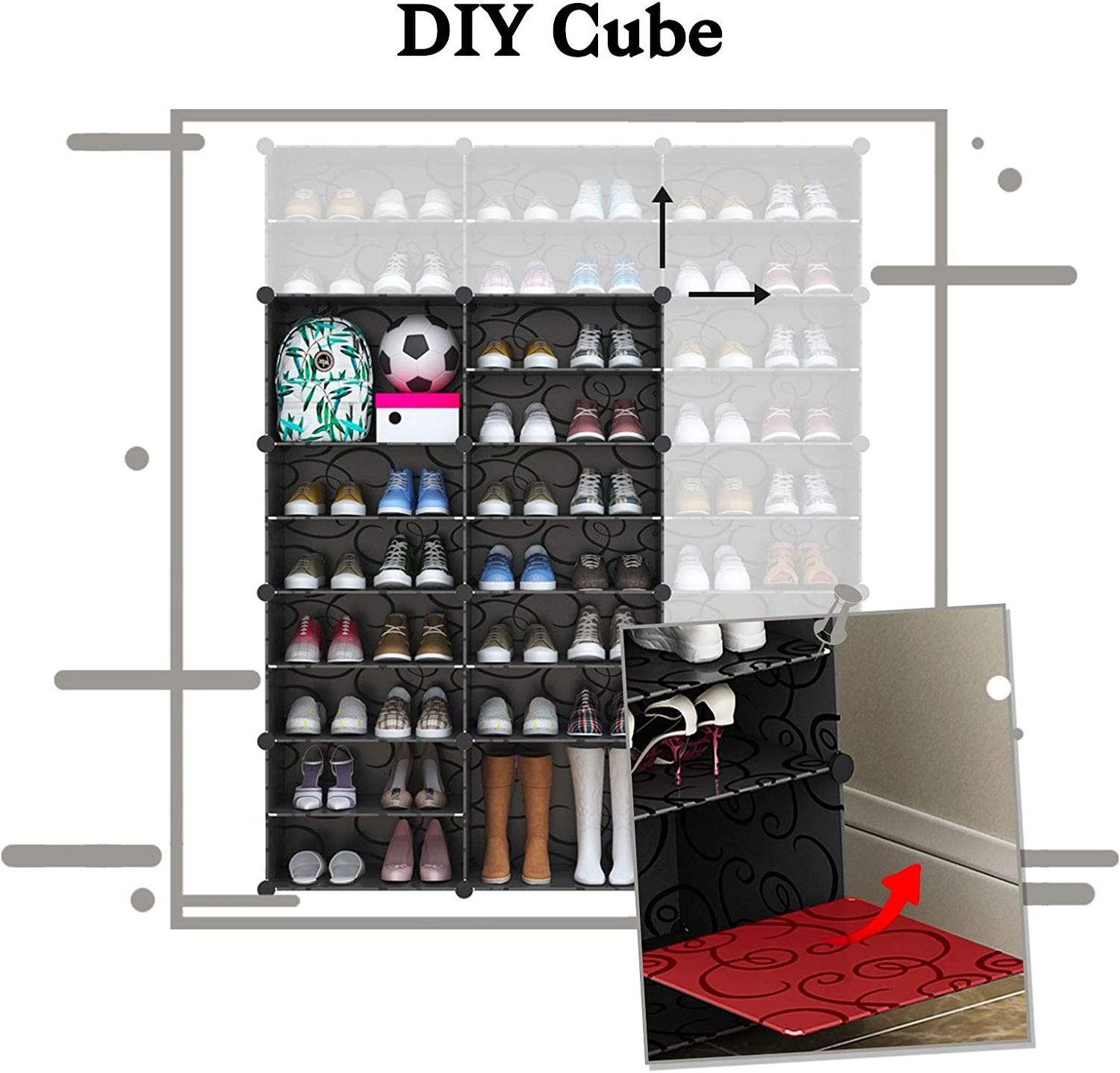 4 Pockets - SimpleHouseware Crystal Clear Over The Door Hanging Shoe Organizer