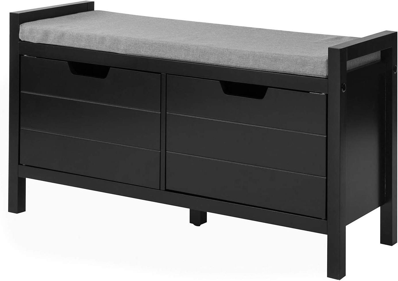 Black Shoe Bench Shoe Rack Shoe Cabinet Hallway Storage Bench with Seat Cushion