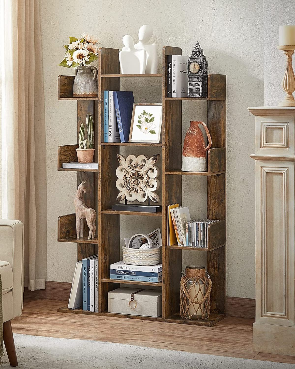 Bookcase, bookshelf, individual storage unit Tree shelves, 13 storage shelves, rounded corners