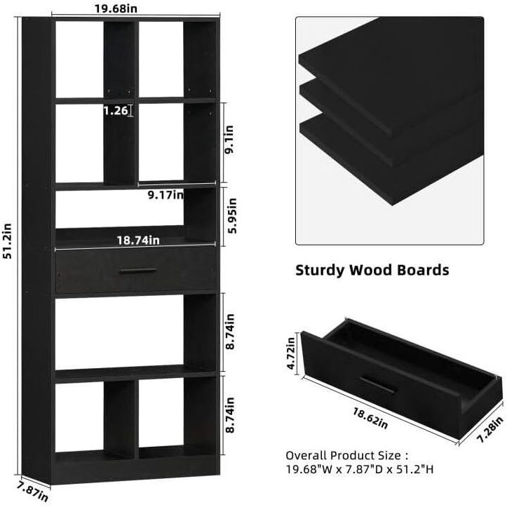 8 Cubes and a Drawer, Floor Freestanding Bookshelves Cube Storage Organizer 6 Tier Open Bookshelf