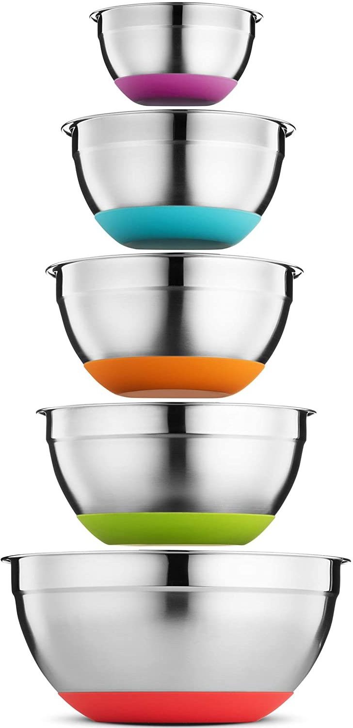 Export Quality Stainless Steel German mixing Bowls with Silicone Bottom classy look high grade stainless steel