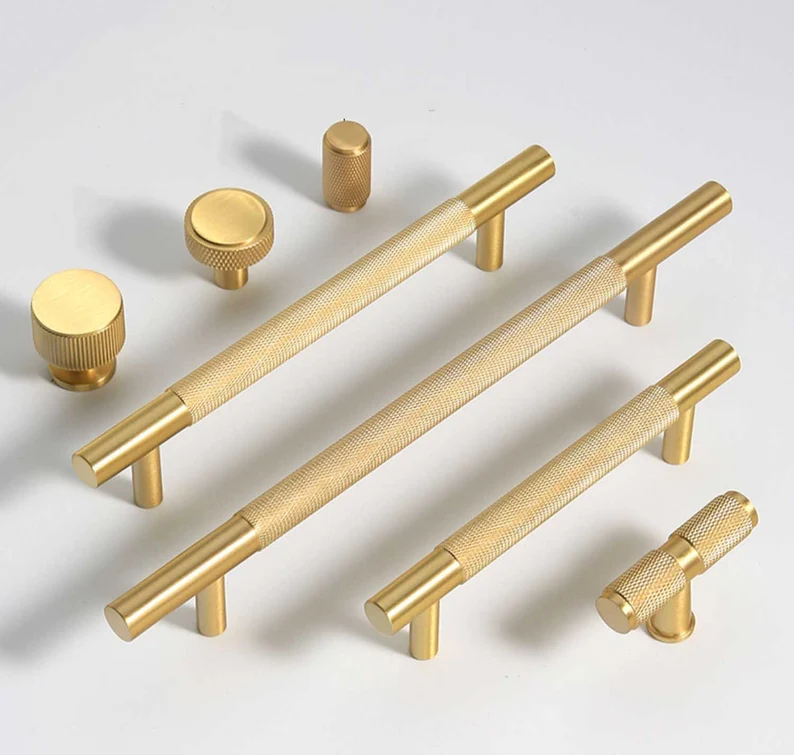 High Quality Kitchen Cabinet Wardrobe Decoration Brass Knurled Door Handles from Indian Manufacturer and Supplier