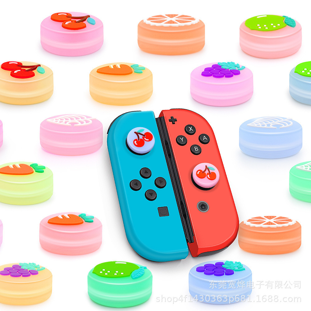 Hot Selling 4 Pcs Pack Fruit Pattern Joystick Thumb Grip  Controller Silicone Thumb Stick  Grips Cover for Nintendo Switch Lite