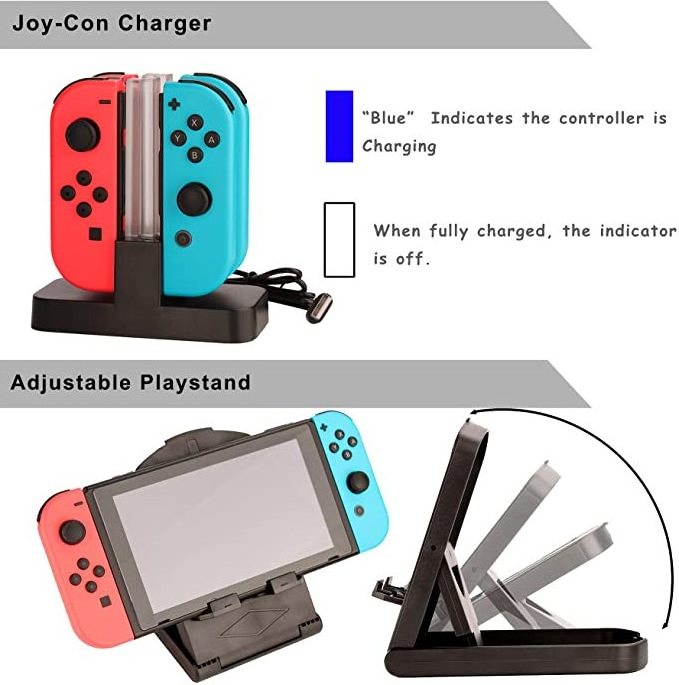 21 In 1 Games Bundle Wheel Grip Carrying Case Screen Protector Controller Game Accessories Kit for Nintendo Switch OLED