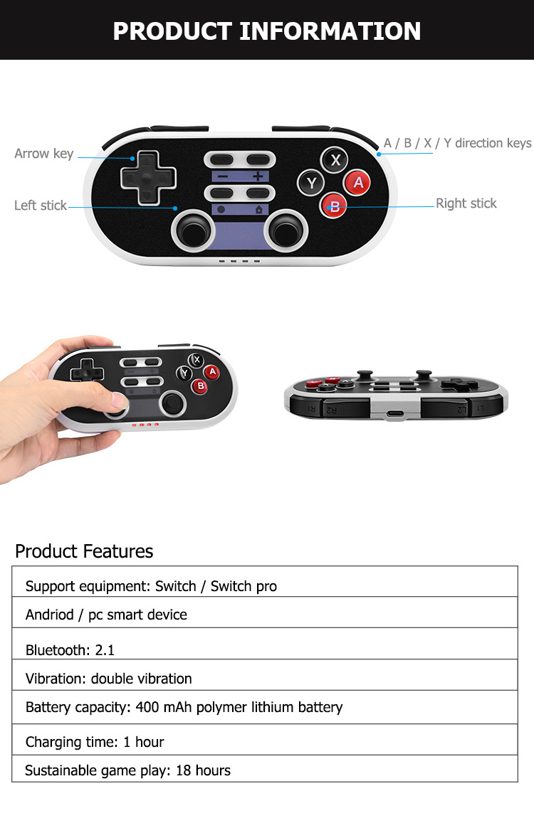 Wholesale Wireless 8 Bitdo NS02 Gamepad Joystick For Nintendo Switch Retro Game Controller For Switch/PC/Android