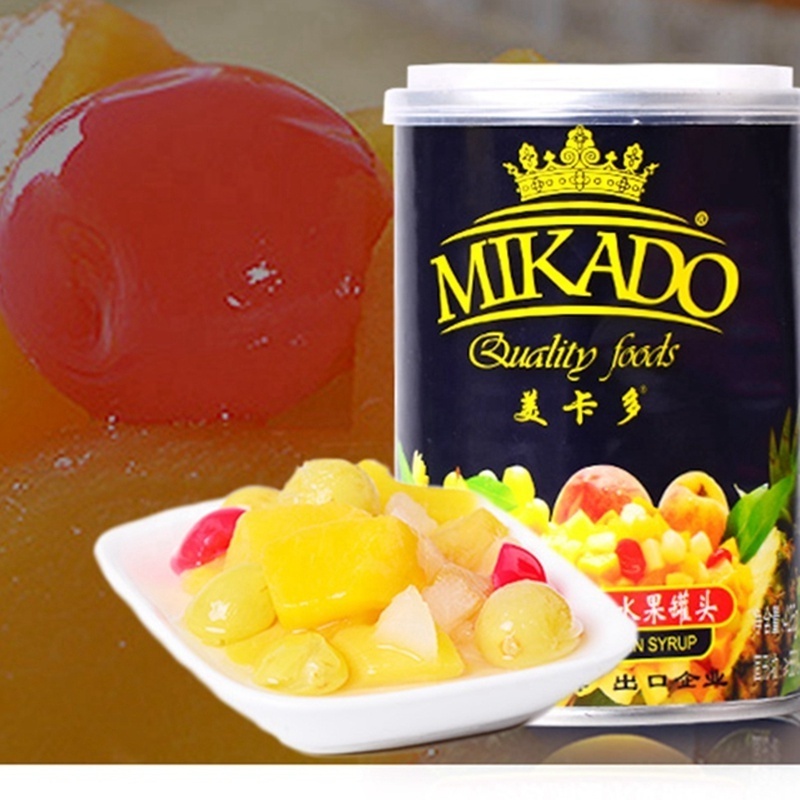 Mikado brand canned fruit cocktail canned mixed fruit in light syrup in LS