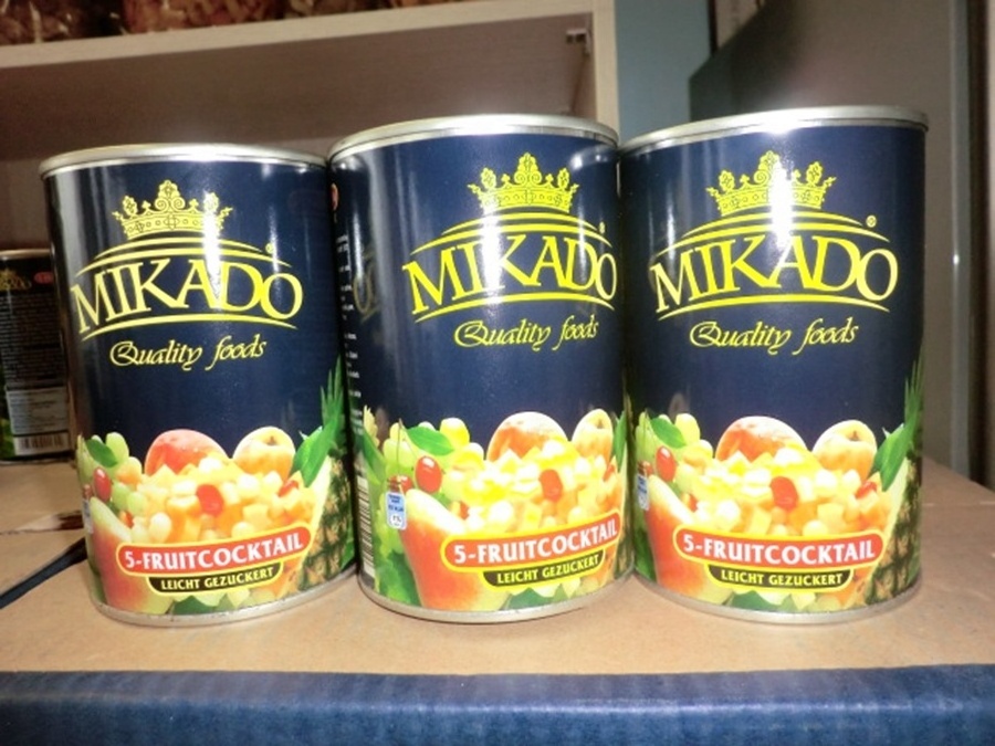 Mikado brand canned fruit cocktail canned mixed fruit in light syrup in LS