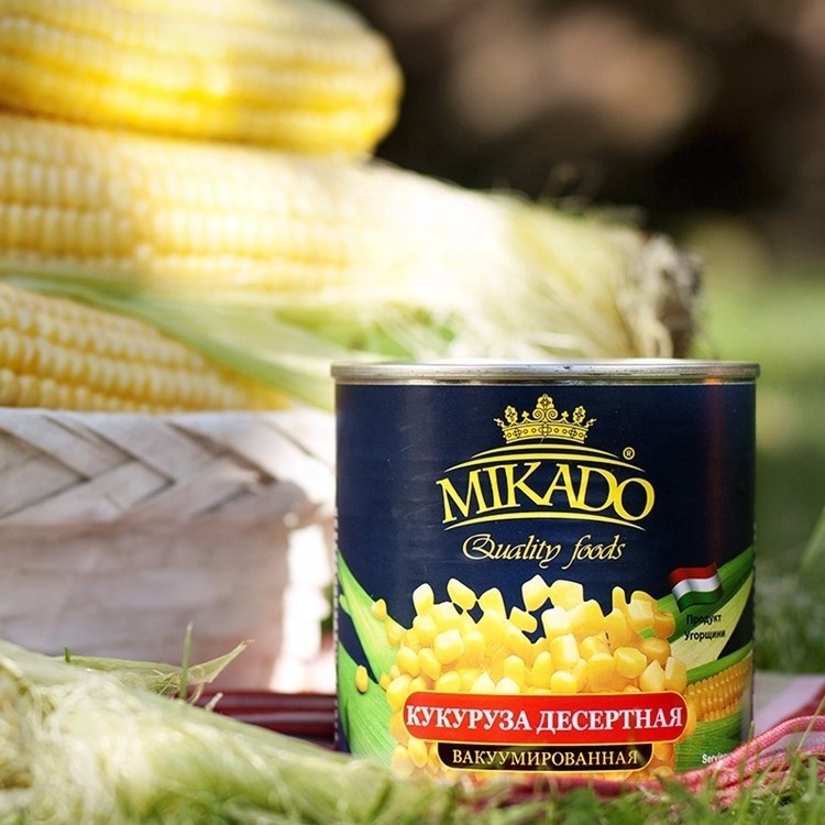 Mikado brand Chinese canned food sweet corn in can vacuum pack 2650ml can