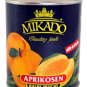 Top Quality Mikado brand Chinese canned apricot halves  in  syrup