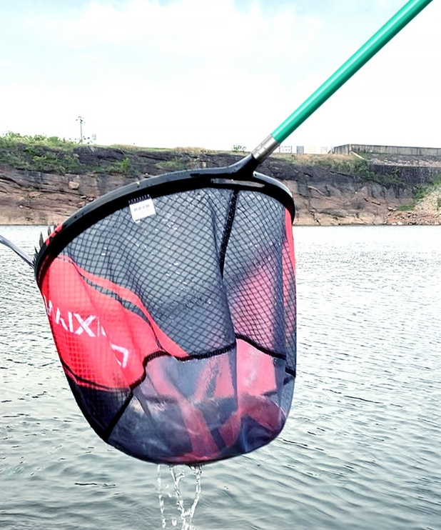 Carbon Pole Handle Folding Nylon Rubber Net Fly Fishing Landing Net Stream Telescopic landing net Folding large coated mesh