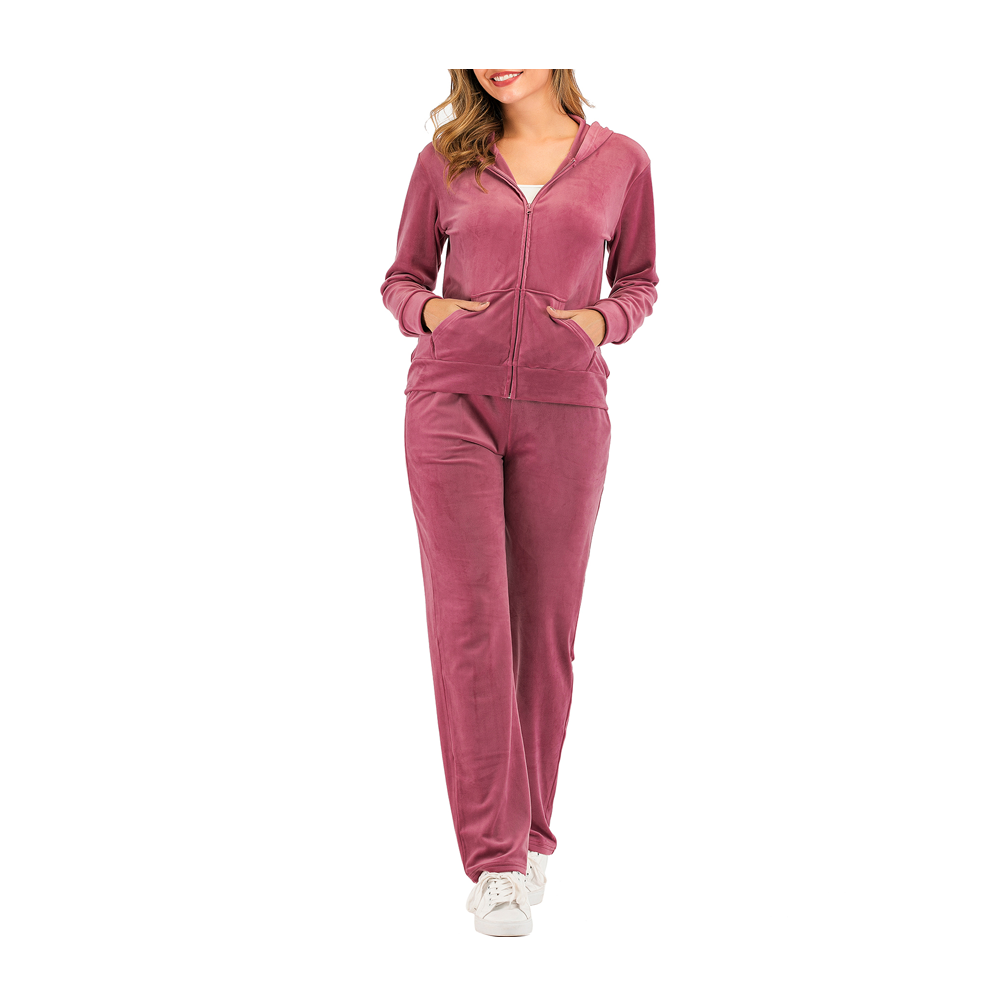 Wholesale Stylish Jogger Women Two Piece Solid Color Clothing Training Clothes Sports Women Velvet Tracksuit