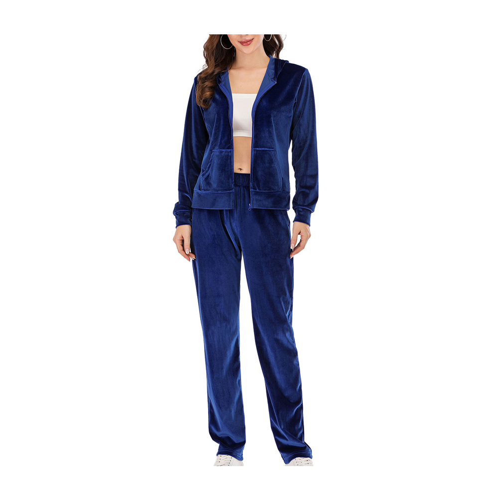 Wholesale Stylish Jogger Women Two Piece Solid Color Clothing Training Clothes Sports Women Velvet Tracksuit