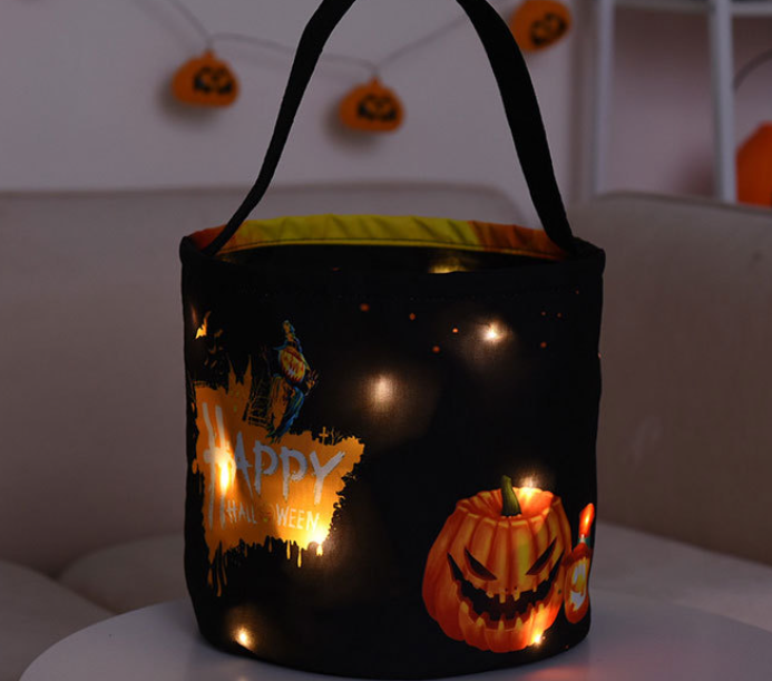 Light Up Halloween Party Led Flashing Pumpkin Light Up Halloween Baskets Candy Gift Bucket