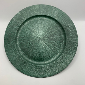 2024 Fashion Irregular Round Compote Banquet Plate 13 inches Green plastic charger plate santa green color Plate