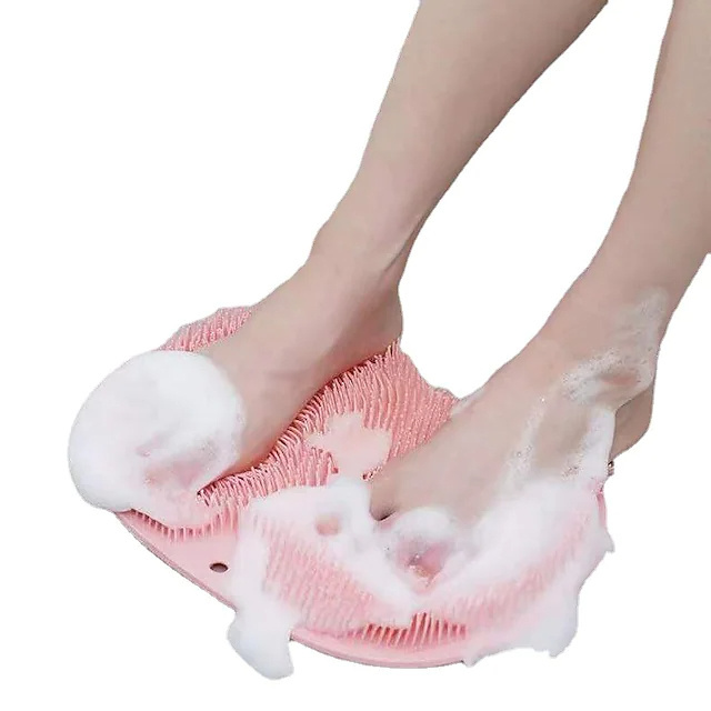 Wall Mounted Back Scrubber Shower Foot & Back Scrubber, Massage Pad, Silicone Bath Cushion Brush with Suction Cups, Bat