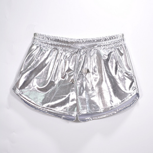 Evening Show Performance Dance Wear Shorts PU leather shorts middle waist Women Sparkly Colorful Women's Swing Shorts