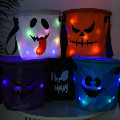 Light Up Halloween Party Led Flashing Pumpkin Light Up Halloween Baskets Candy Gift Bucket