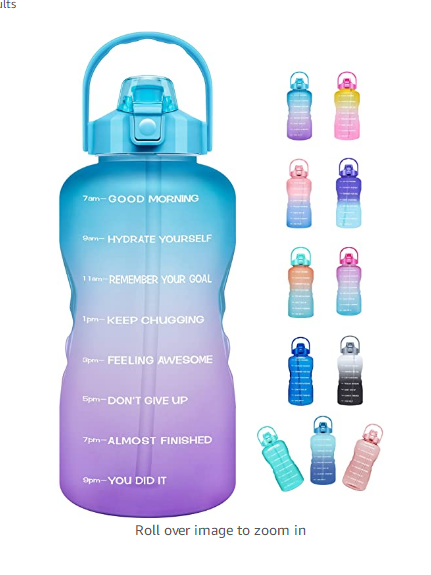 Hot Sale Half Gallon Motivational Time Marker Sport Water Bottle with Straw & Protective Silicone Boot BPA Free Leakproof