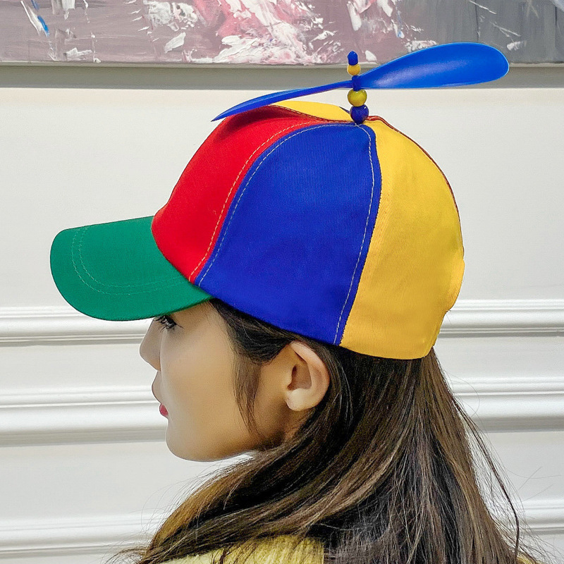 Newest Fashion Adult Children Mom Dad And Me Fashion Baseball Cap Propeller Helicopter Hat Rainbow Color Fancy Adjustable Unisex