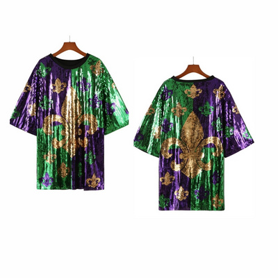 Fleur de Lis Saints Plus Size Women's Sequin Dresses New Orleans Mardi Gras Apparel