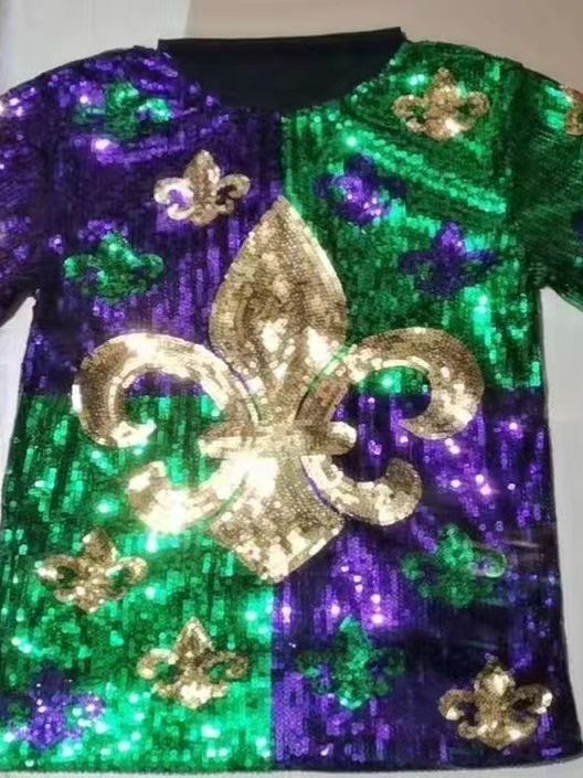 Fleur de Lis Saints Plus Size Women's Sequin Dresses New Orleans Mardi Gras Apparel