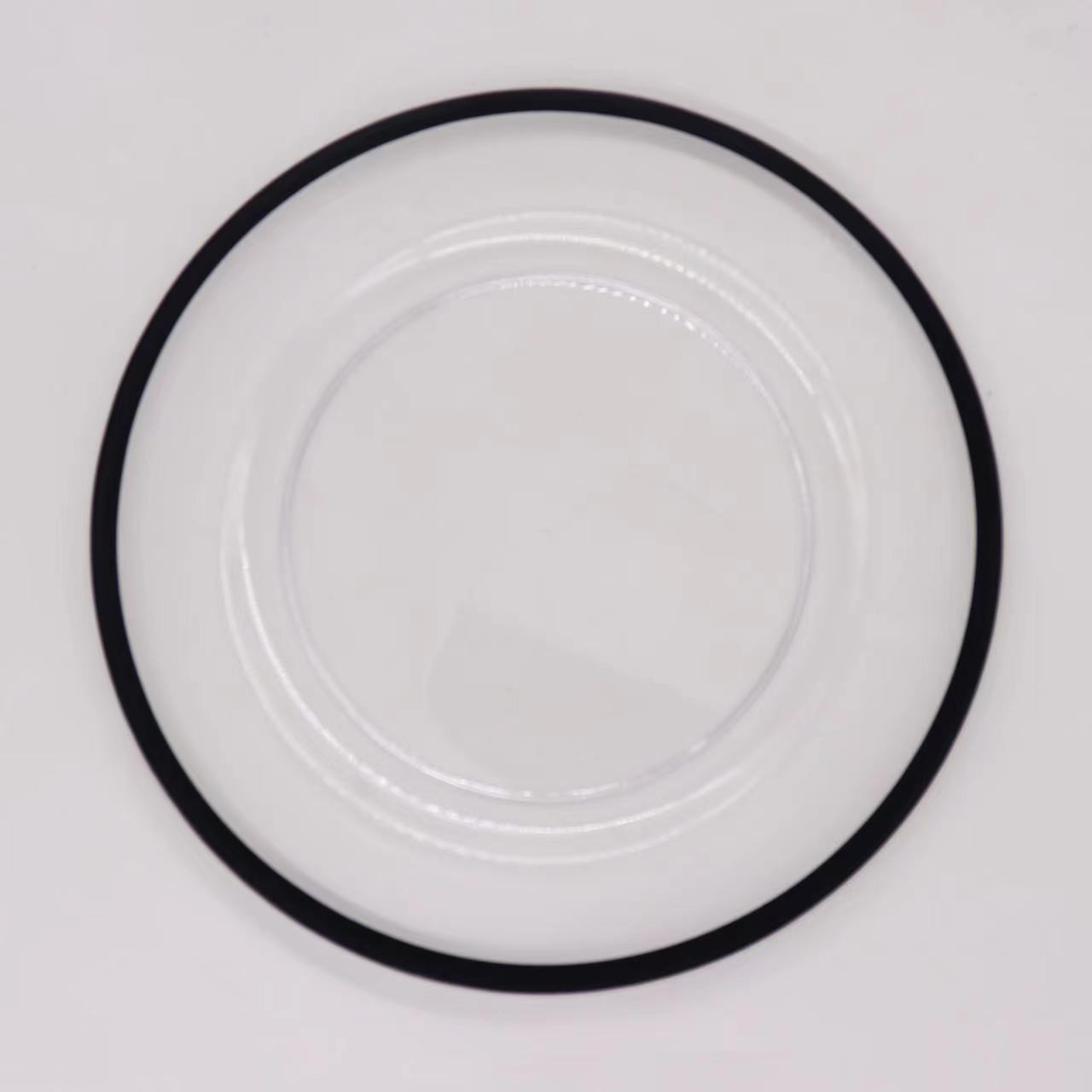 Luxury 13inch gold rim black rim charger plate transparent plates under plate for wedding and rental