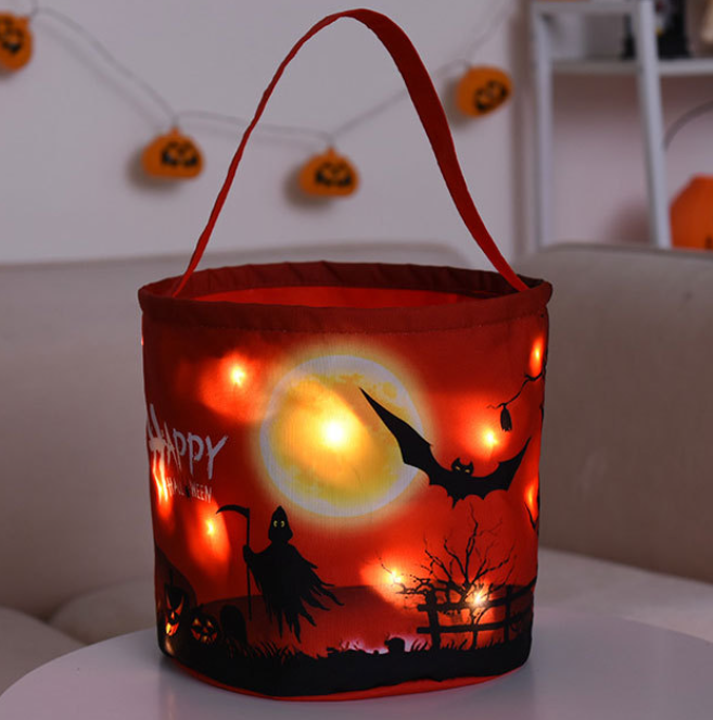 Light Up Halloween Party Led Flashing Pumpkin Light Up Halloween Baskets Candy Gift Bucket