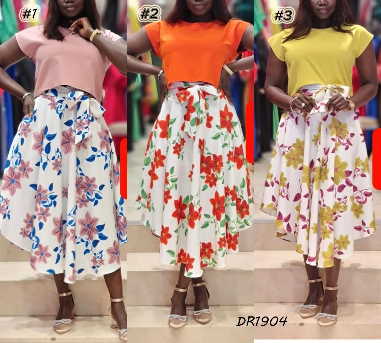 2024 African Spring and summer dress with belt chiffon Muslim women's dress large size swing skirt