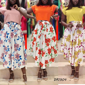 2024 African Spring and summer dress with belt chiffon Muslim women's dress large size swing skirt